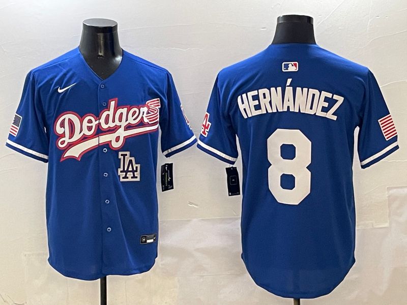 Men Los Angeles Dodgers #8 Hernandez Blue Second generation Joint Name Nike 2025 MLB Jersey style 10->los angeles dodgers->MLB Jersey